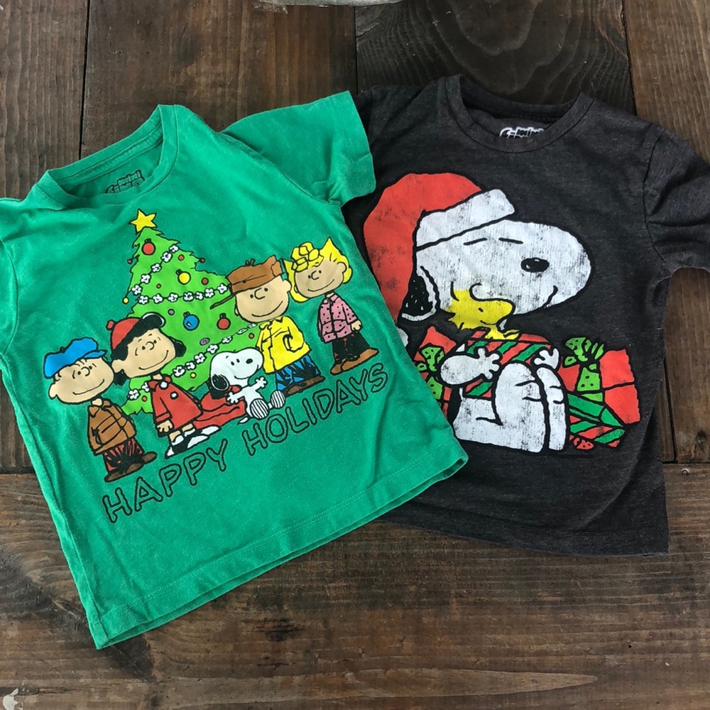 Two peanuts 2T Christmas t shirts